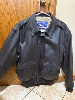 Men's Dark Brown Leather Bomber Jacket - Style